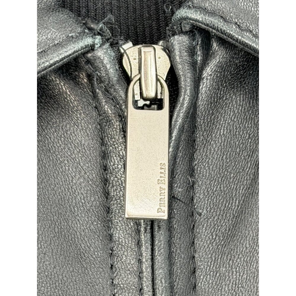 VTG Perry Ellis Portfolio Mens Black Lambskin Leather Jacket | 90s Quiet Luxury - Picture 13 of 16